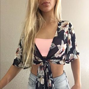 Sheer floral crop top
